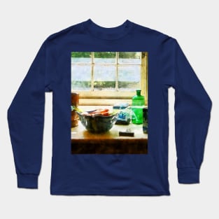 Cooking - Bowl of Vegetables and Green Bottle Long Sleeve T-Shirt